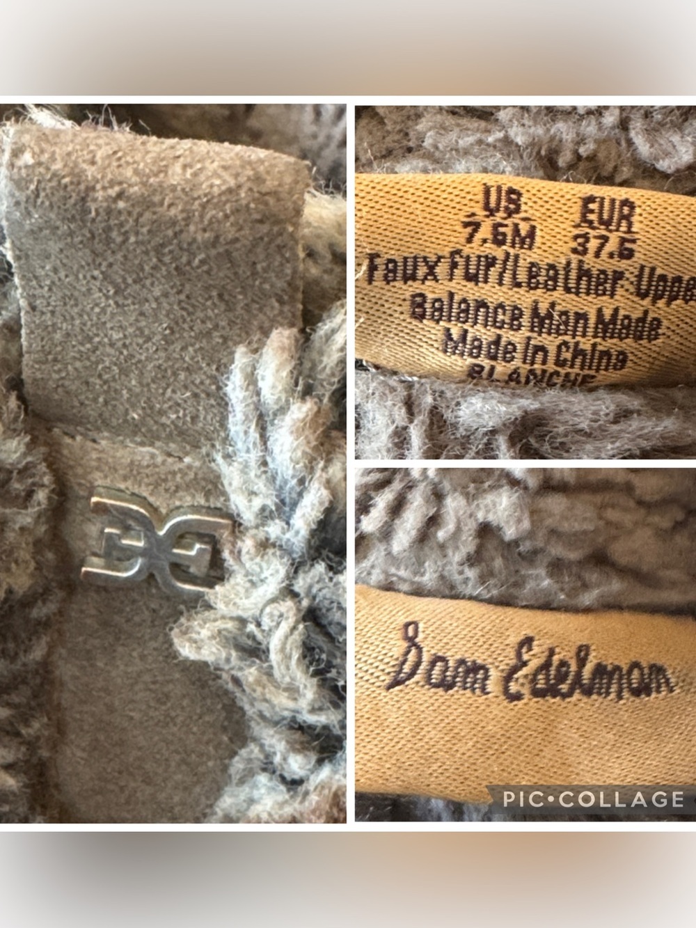 Sam Edelman Blanche Faux Fur Pom Pom Winter Boots Taupe Gray Size 7.5 - Picture 8 of 15